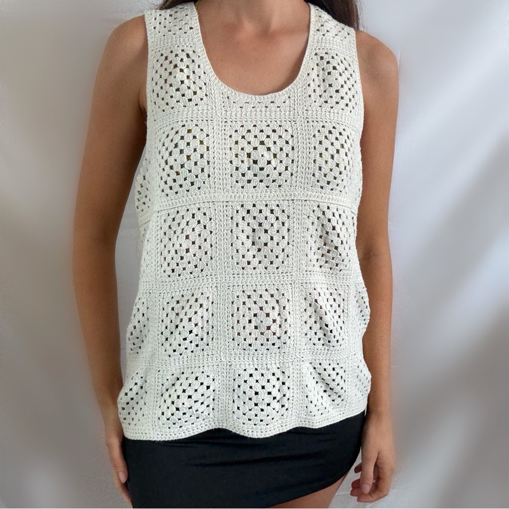 Abercrombie and fitch crochet cream boho blouse tank top trevor project XS